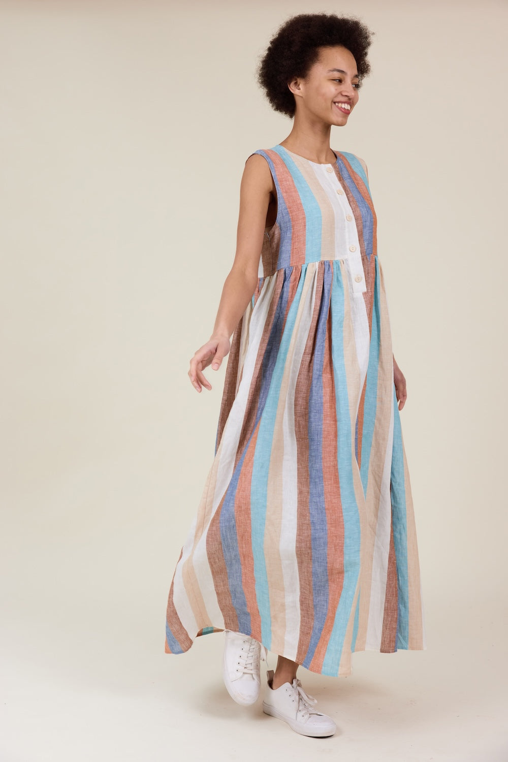 Sylvie Dress Linen Stripe – Clary and Peg