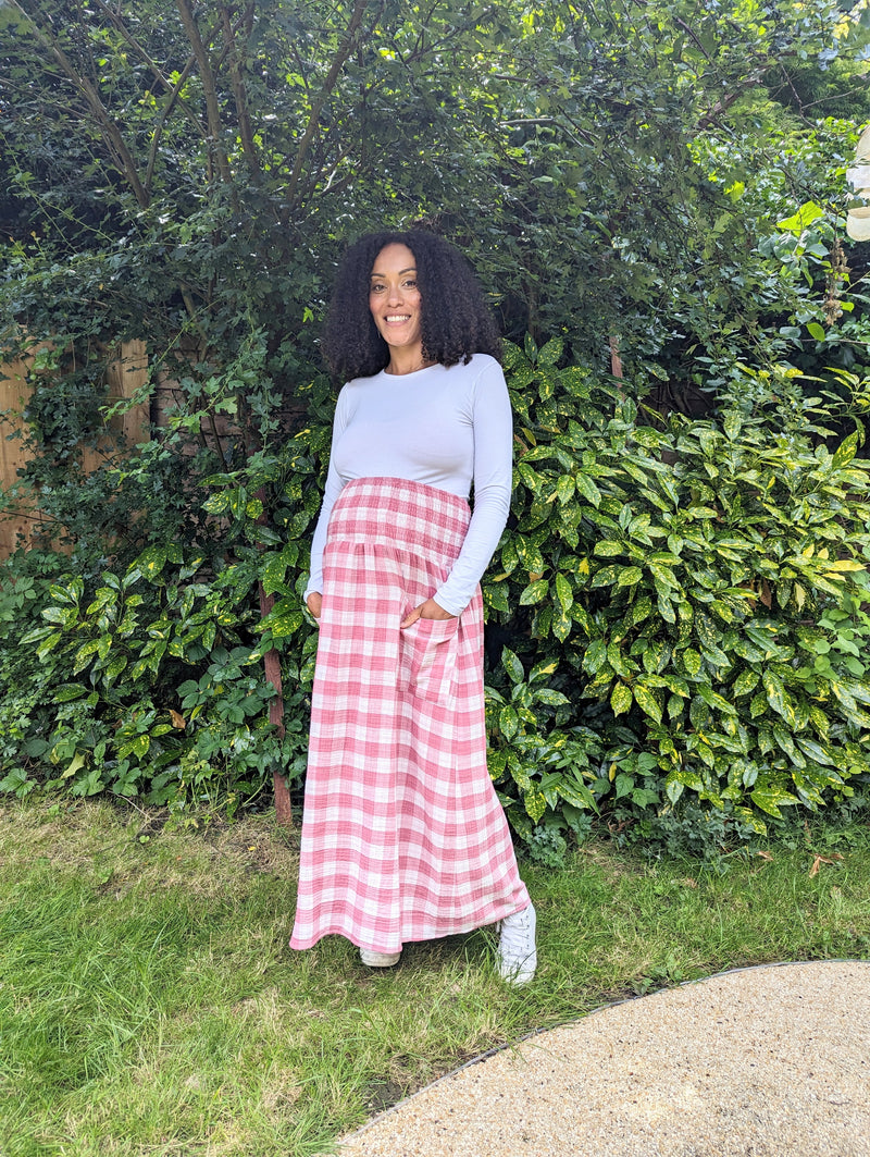 Wren Skirt Pink Check