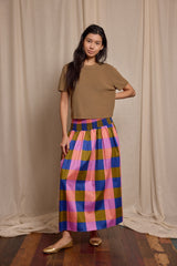 skirt large check cotton sateen