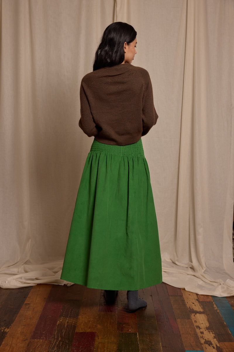 Wren Skirt Emerald Needlecord