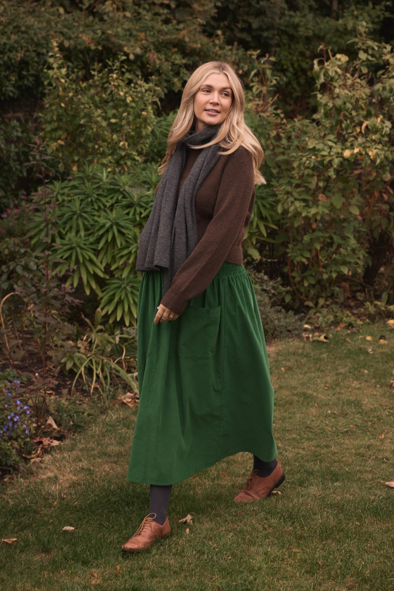 Wren Skirt Emerald Needlecord