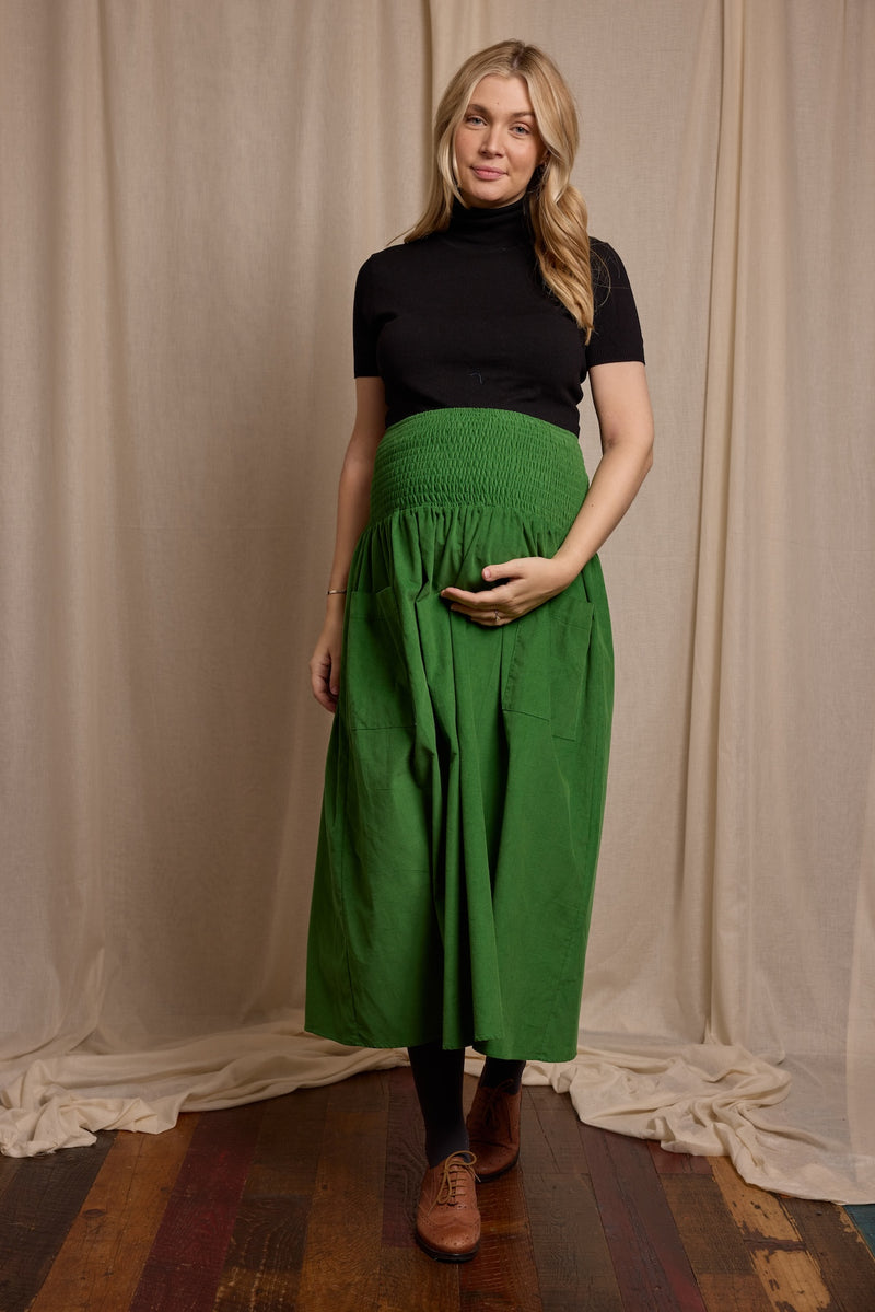 skirt green needlecord