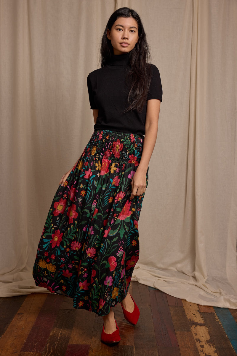 floral print crepe skirt