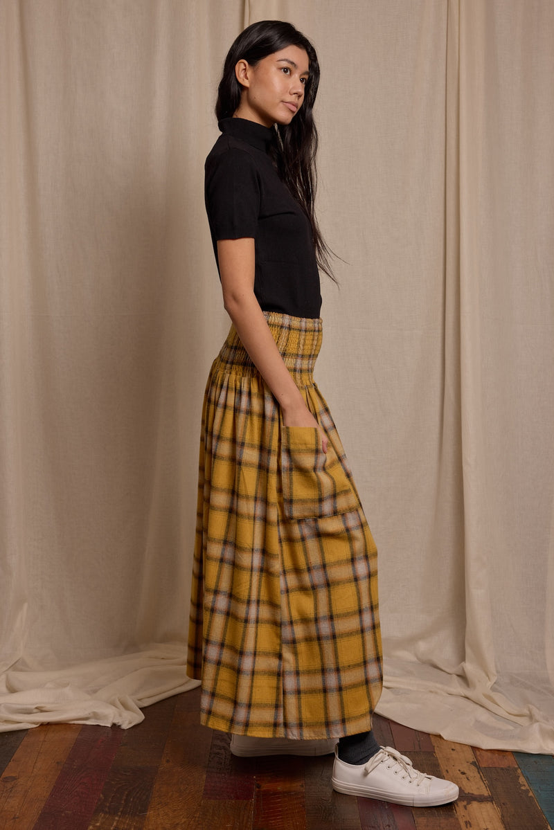 Wren Skirt Mustard Check