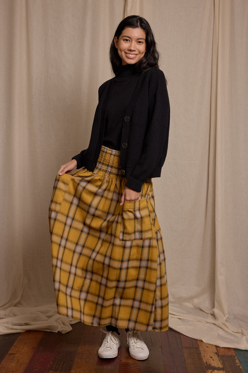 Wren Skirt Mustard Check